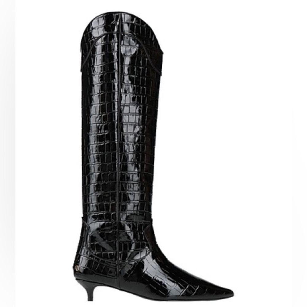 Anine Bing TALL RAE BOOTS - BLACK EMBOSSED NIB size 38